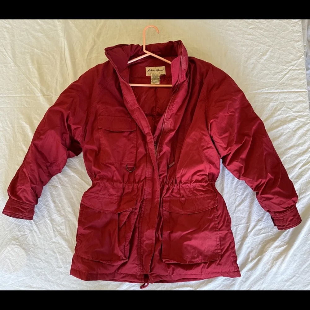 Vintage Eddie Bauer goose down women’s jacket. Medium sized. Red/maroon.